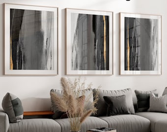 Black Beige and Gold Wall Art · Set of 3 Prints · Neutral Wall Art ...