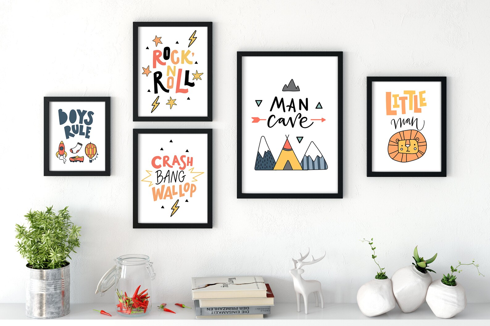 Bright and Colourful Boys Bedroom Wall Art Prints Set of 5 Etsy UK