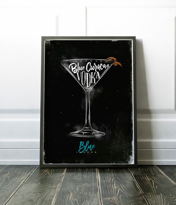 Blue Lagoon Tail Print Pub Bar Wall Art Modern Uk - Bar Wall Art Work Blue Lagoon Tail Print Pub Bar Wall Art Modern Uk - Bar Wall Art Work