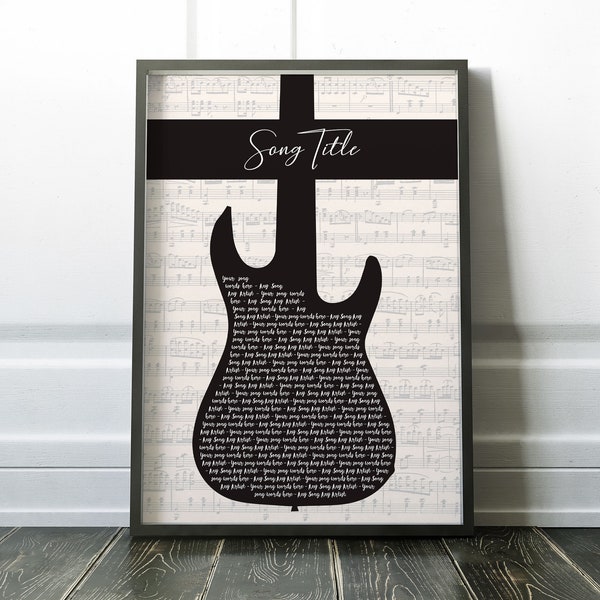 Song Lyrics Print, Guitar Player Gift, Favourite Song Gift, Guitarist Gift
