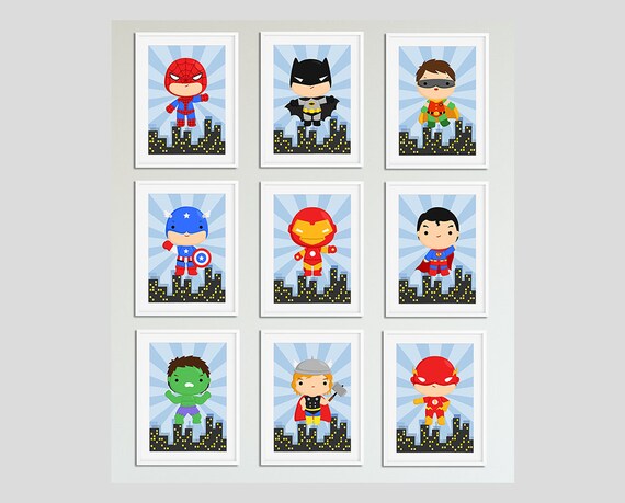 Cute Superhero Nursery Prints Boys Bedroom Pictures Baby Room Home Decor Ideas Baby Mix Match