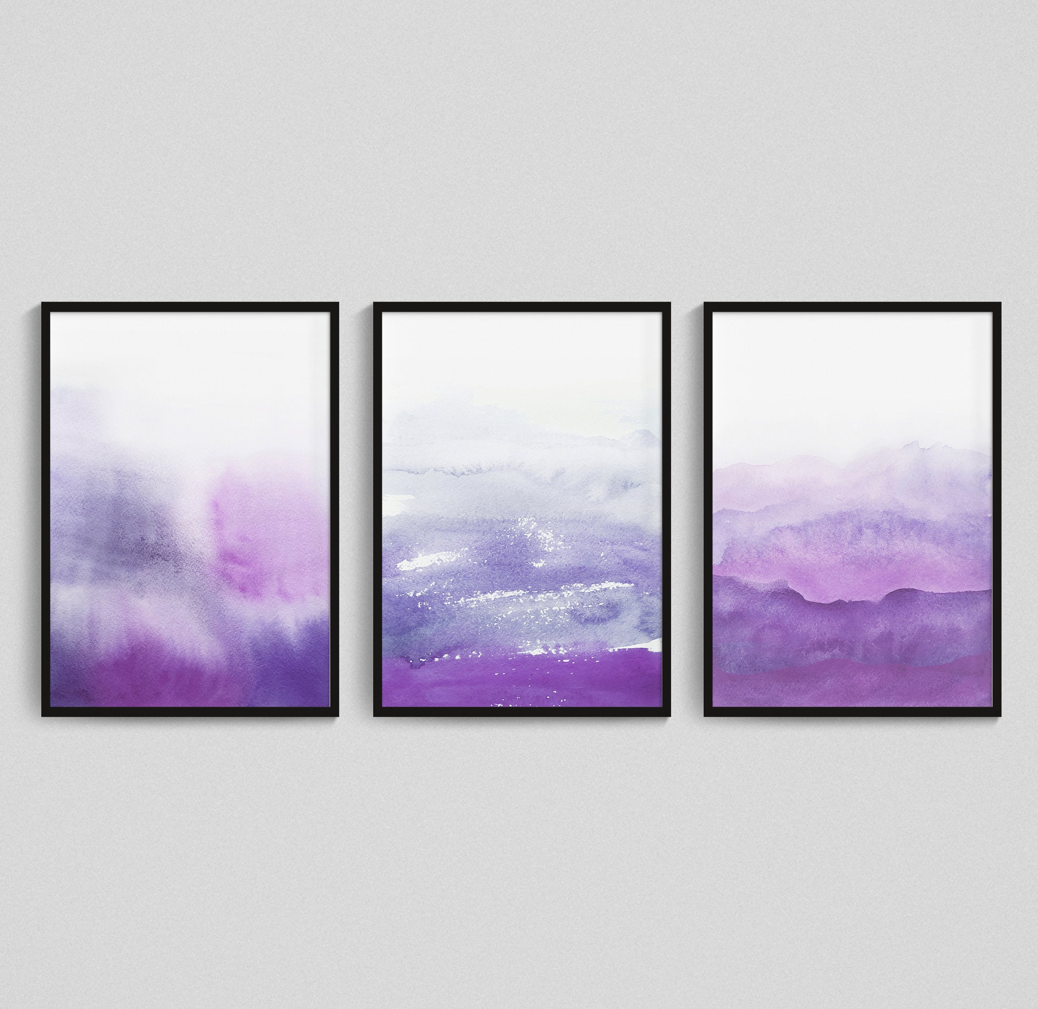 Purple Ombre Abstract Wall Art Print Set of 3 Bedroom Art - Etsy UK