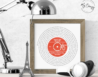Personalized Wedding Anniversary Gift - Custom Record Lyrics Print - Any Song Any Artist