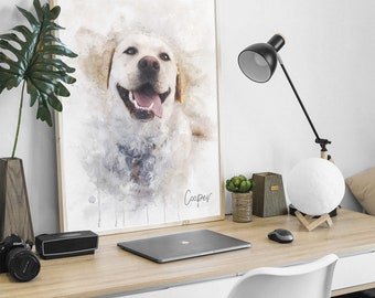 Painting from Photo, Animal Portrait, Pet Illustration, Custom Pet Print, Watercolour Pet Portrait, Cat Dog Portrait