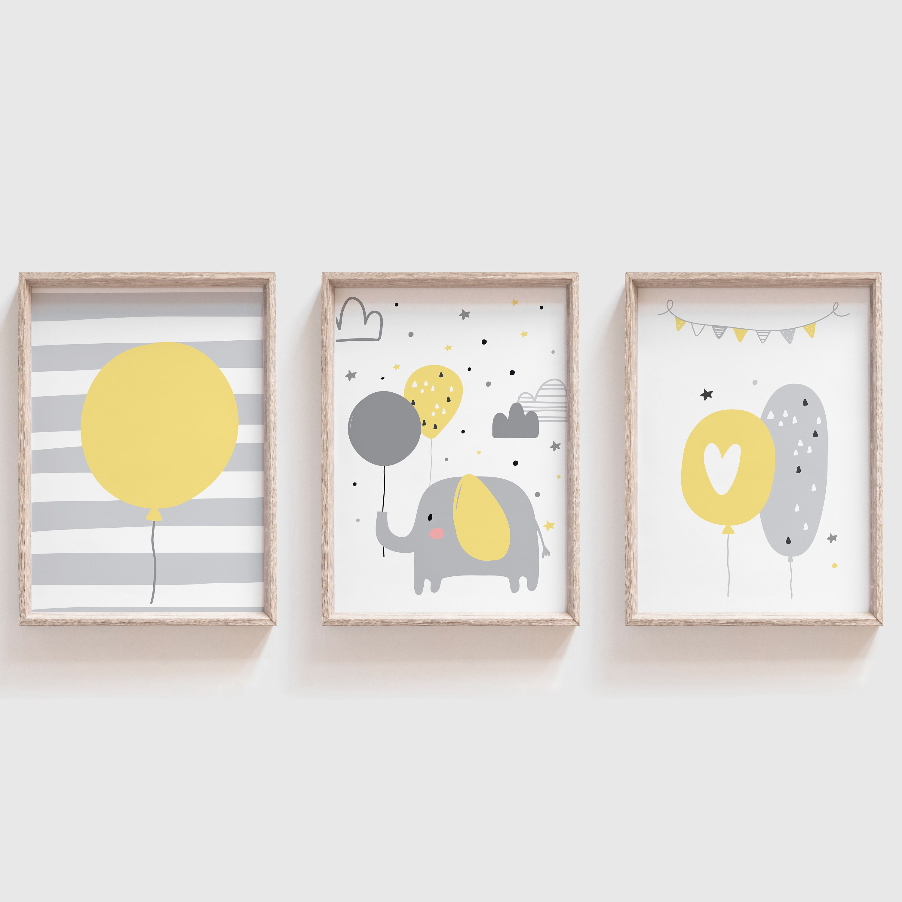 Elephant Nursery Art Grey and Yellow Elephant Nursery Art Etsy UK