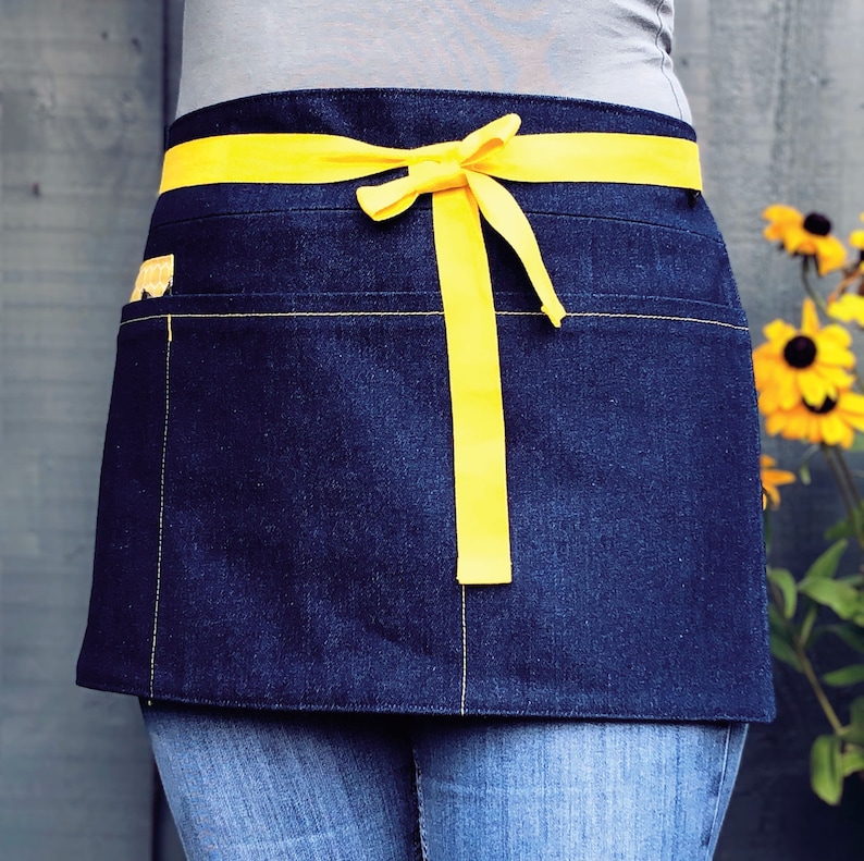 Busy bee denim waist apron Gardening half apron Craft Etsy