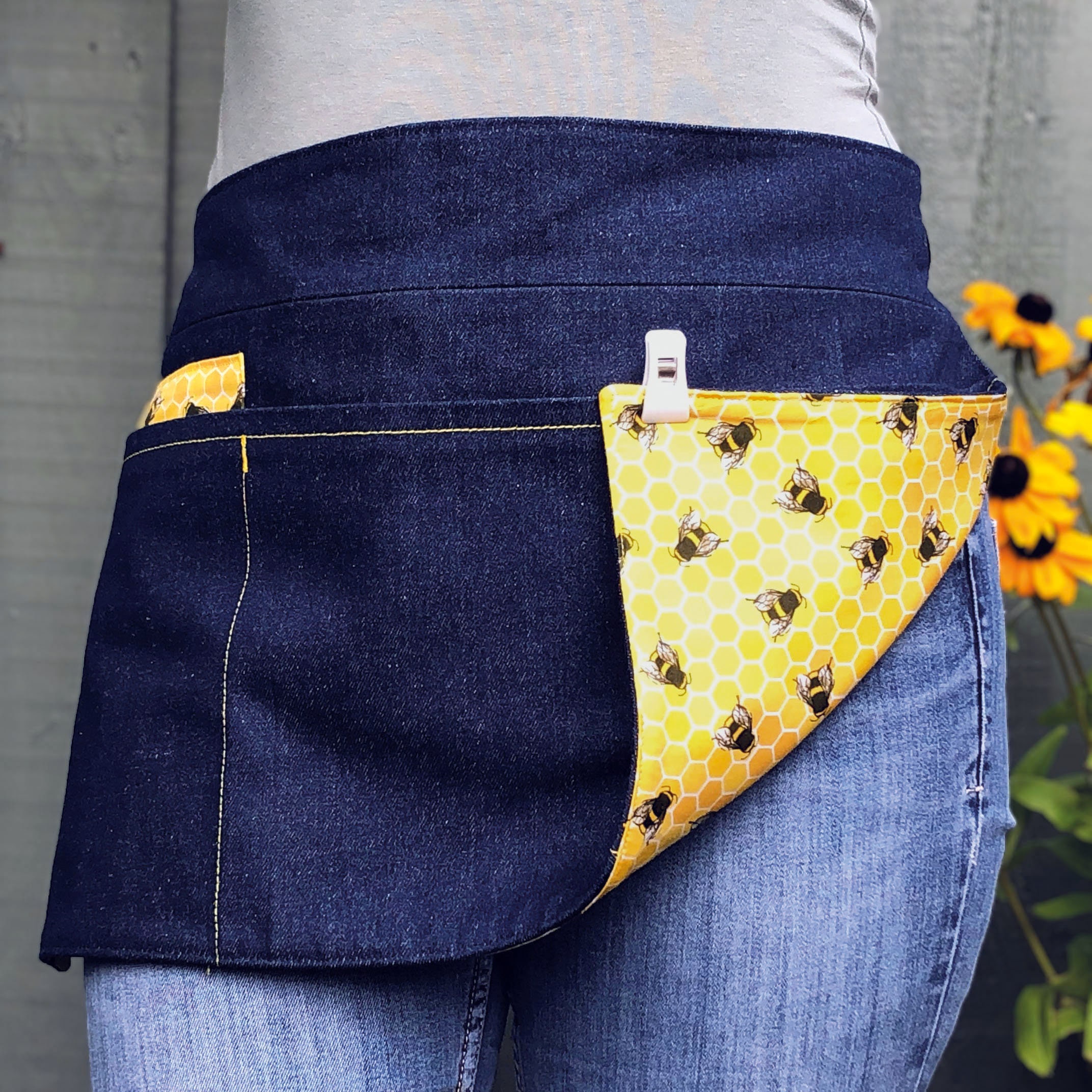 Denim Waist Apron Bee Gardening Half Apron Craft Apron Etsy