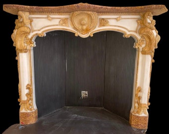 Rare Rococo Hand Carved Marble  Fireplace Surround Reclaimed Louis Xv Style