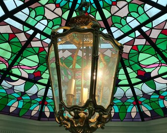 Grand Entrance Stained Glass Dome Window Leaded Roof Light Latern Skylight Old