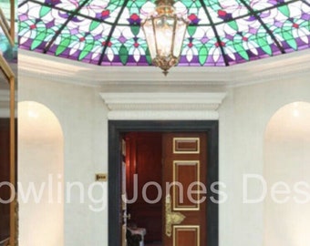 Grand Entrance Stained Glass Dome Window Leaded Roof Light Latern Skylight Old