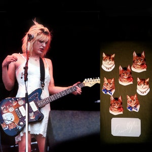 Victorian Cat Courtney Love guitar stickers Fender Jazzmaster decal Hole band plus Autograph