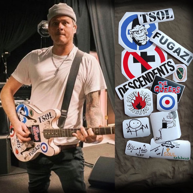 Tom DeLonge guitar stickers Fender R&D Starcasters Blink-182 vinyl decal image 1