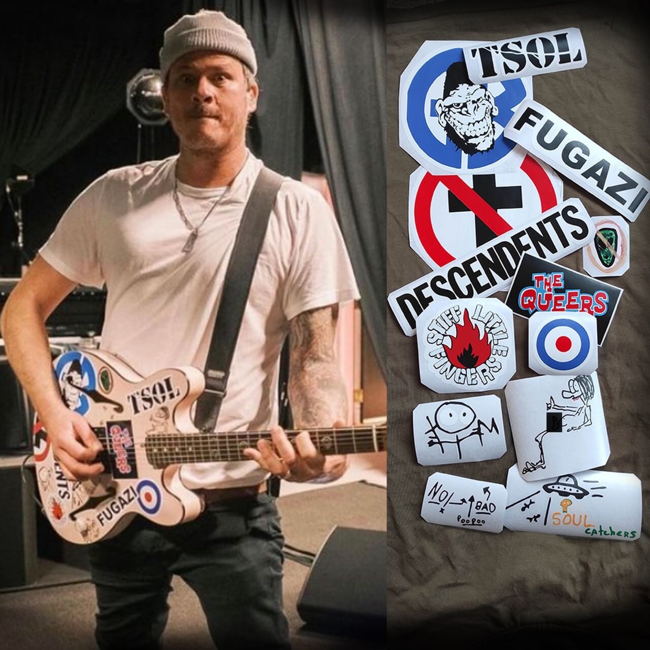 Tom DeLonge guitar stickers Fender R&D Starcasters Blink-182 vinyl decal