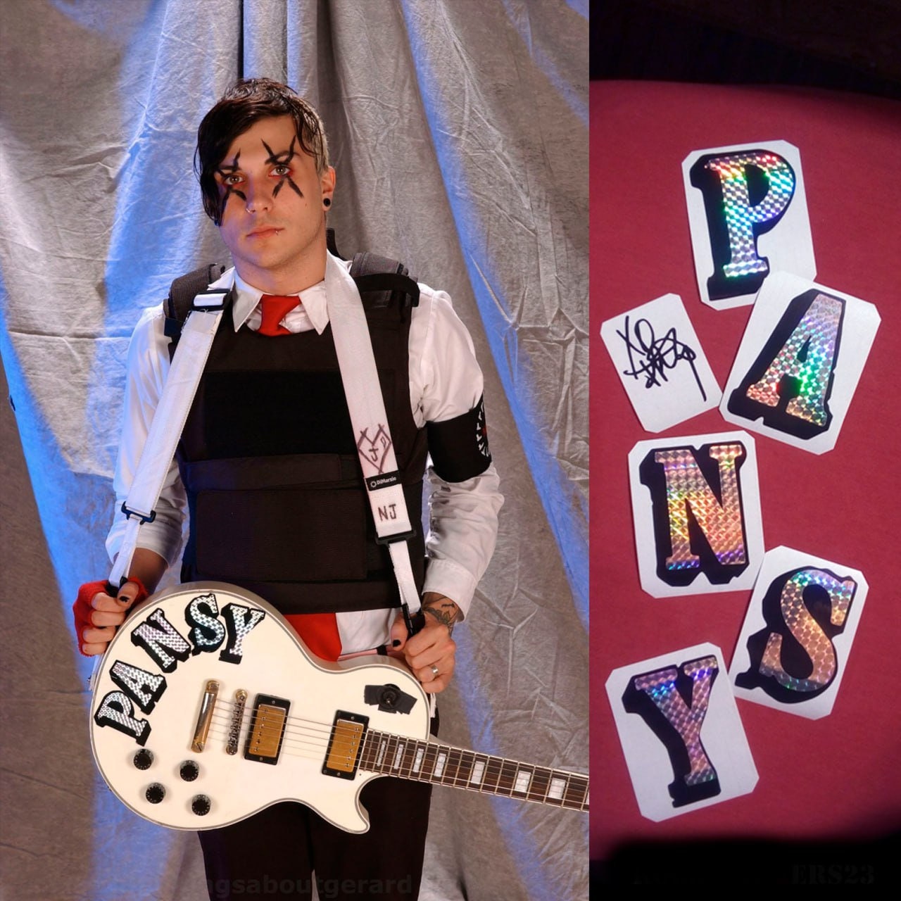 PANSY Guitar Stickers Frank Iero Gibson My Chemical Romance Autograph