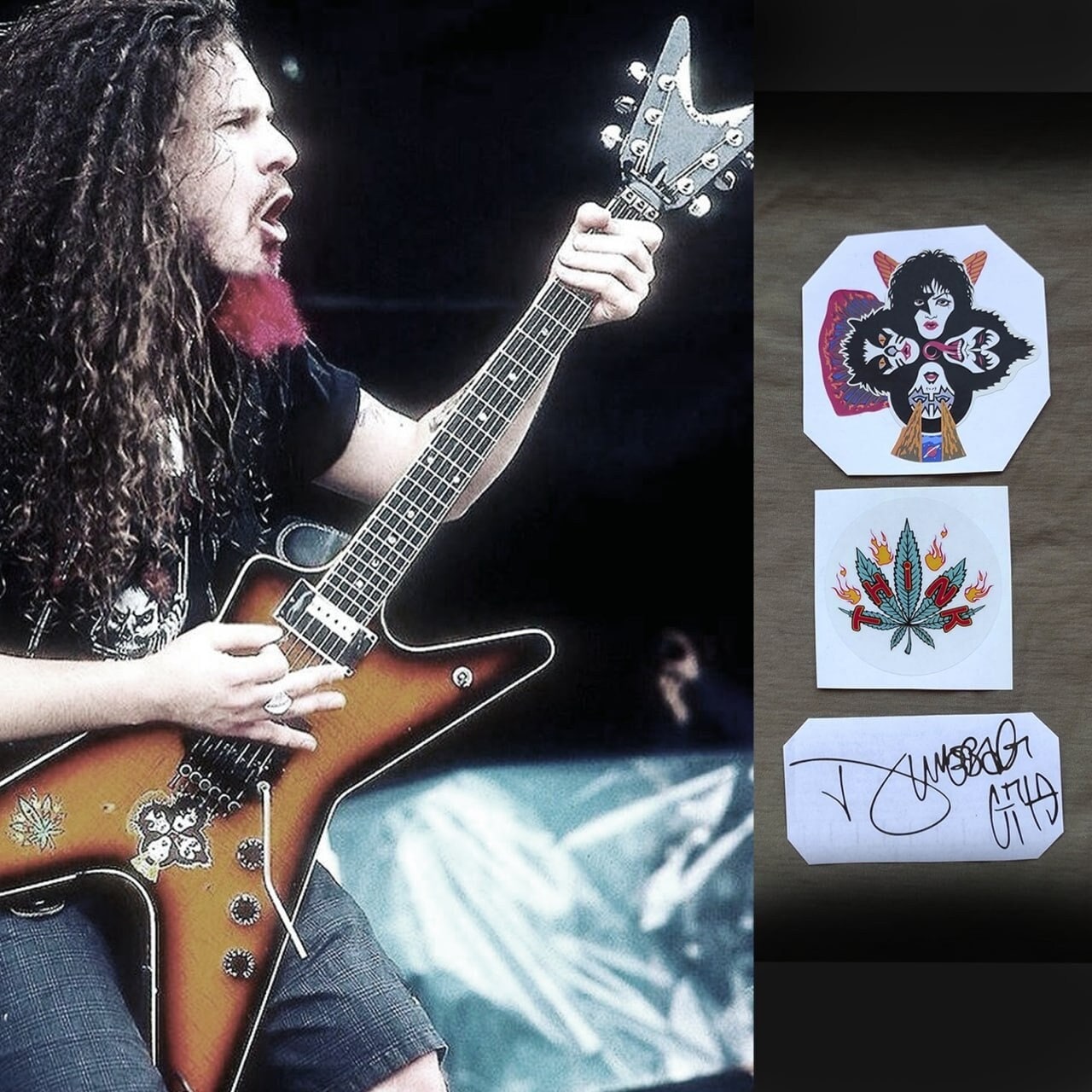 Naklejki Deana ML, gitara Dimebaga Darrella i autograf - Etsy Polska