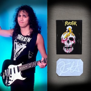 Edna Kirk Hammett Fernandes Stratocaster guitar stickers Kryptonics RIPSTIK skull decal