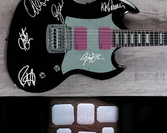 Glenn Tipton, Ian Hill, K. K. Downing, Richie Faulkner, Scott Travis, Rob Halford autographs vinyl stickers Judas Priest