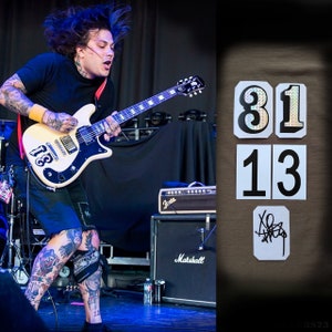 13+31 Frank Iero guitar stickers vinyl Epiphone MCR plus autograph decal