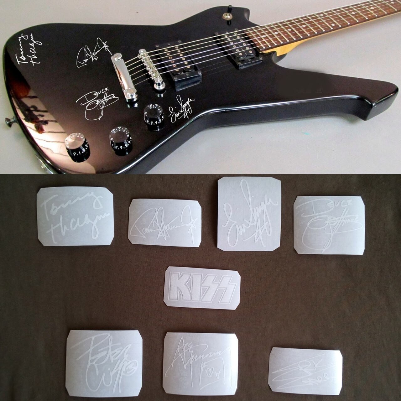 Kiss Autographs Stickers Eric Singer, Tommy Thayer, «ace» Frehley