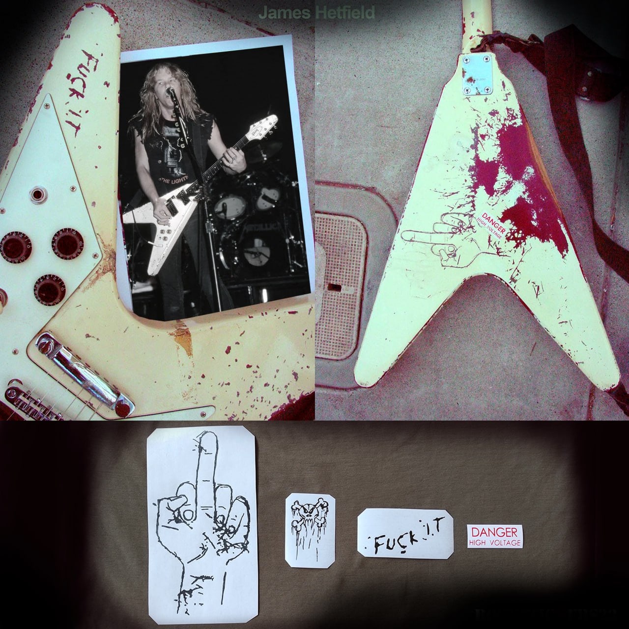 James Hetfield Electra Flying V 2236 Guitar Vinyl Stickers Set Etsy