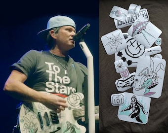 Tom DeLonge guitar stickers Bigfoot Fender Starcasters vinyl decal Rabbit