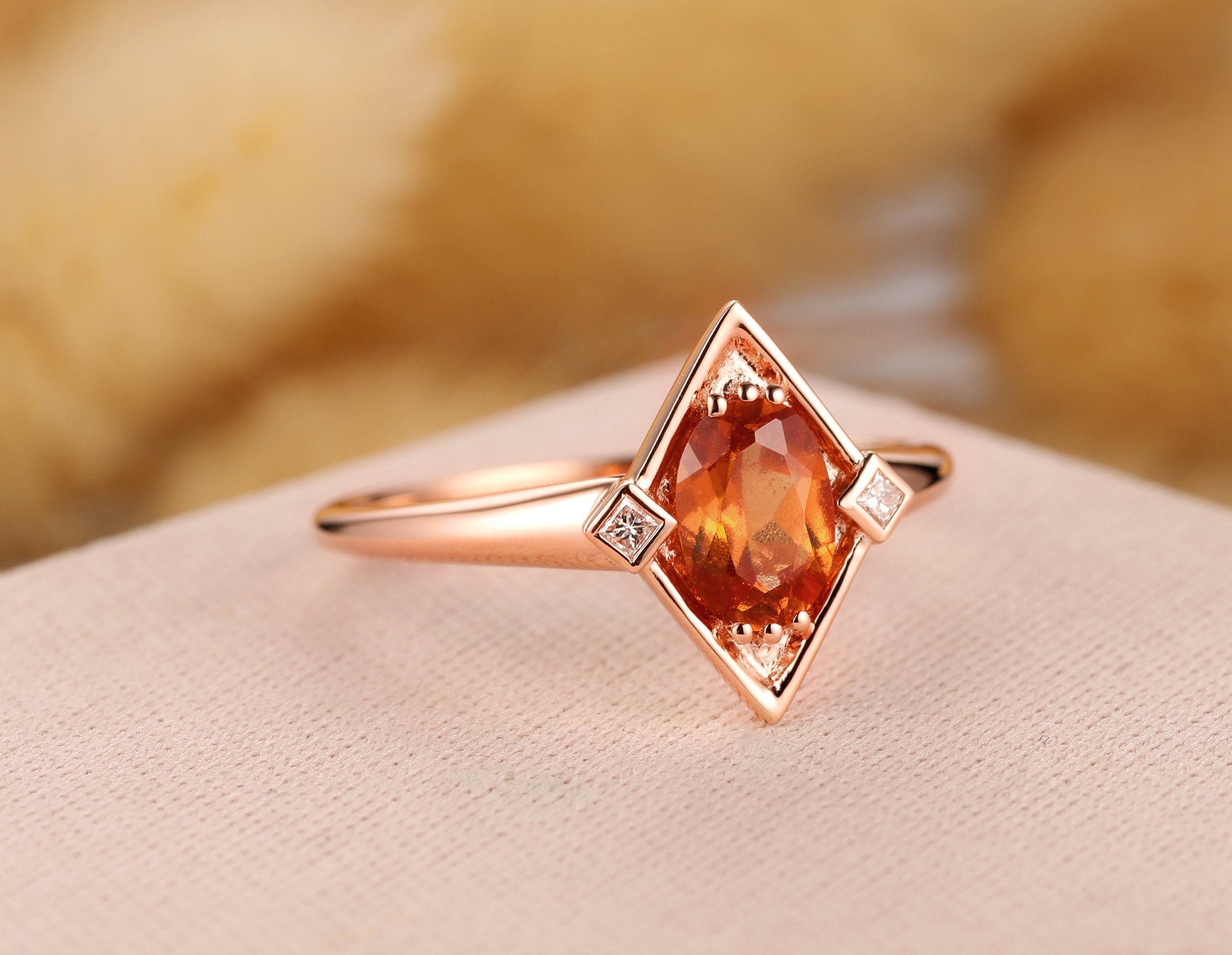 Orange Gemstone Wedding Ring 5x7mm Oval Cut Natural Etsy