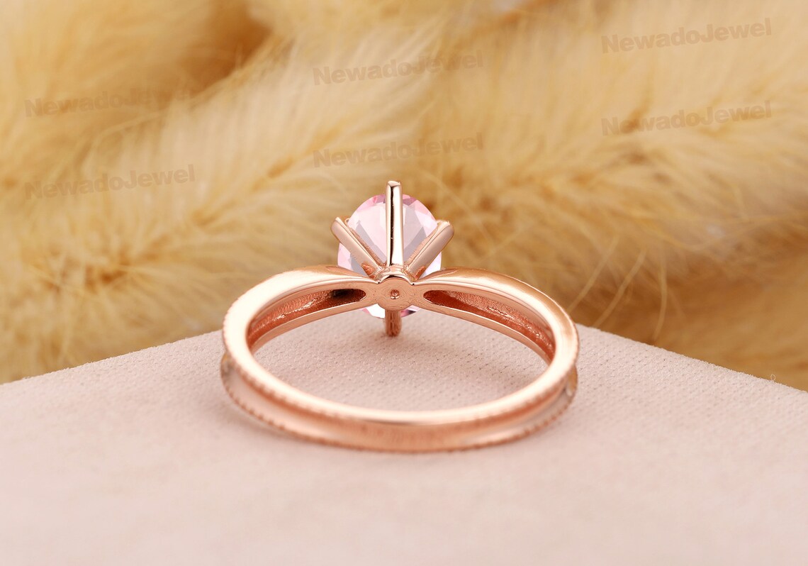 Custom Gift For Her 14k Gold Promise Ring 6x8mm Oval Cut Etsy