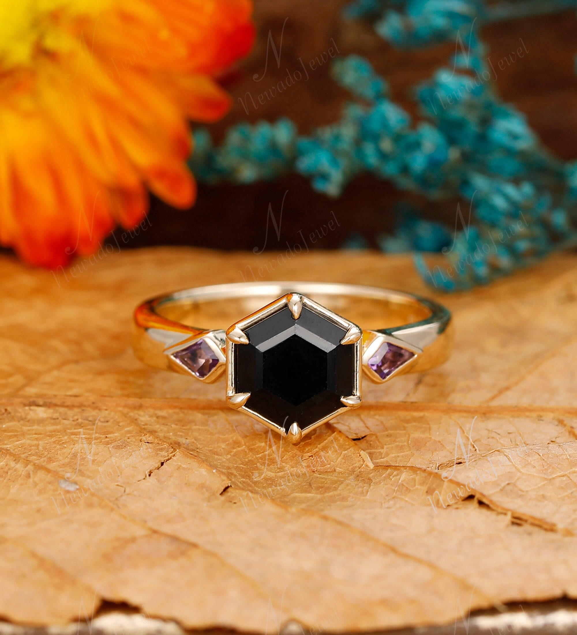 Black Diamond Ring Set | 925 Sterling Silver | Black Onyx | Engagement Ring  Set | For Wom… | Diamond wedding bands, Vintage engagement rings, Black diamond  ring set