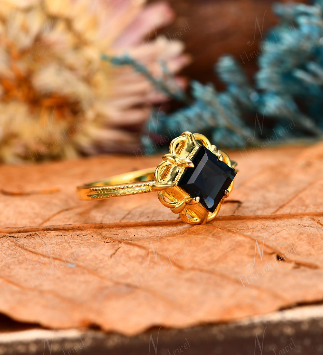 Dark Blue Gemstone Ring, Princess Cut 6x6mm Natural London Blue Topaz