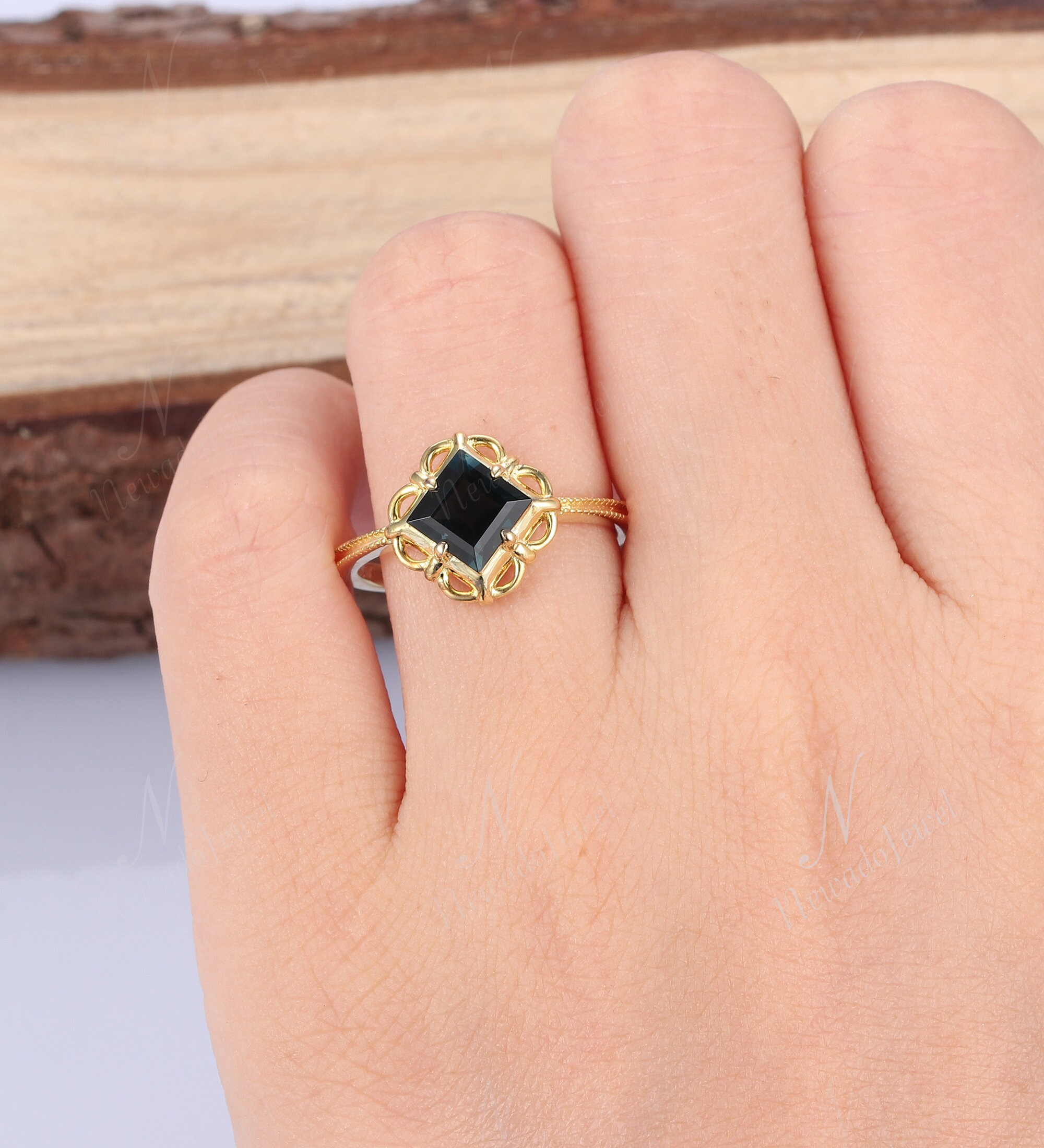 Dark Blue Gemstone Ring Princess Cut 6x6mm Natural London Etsy