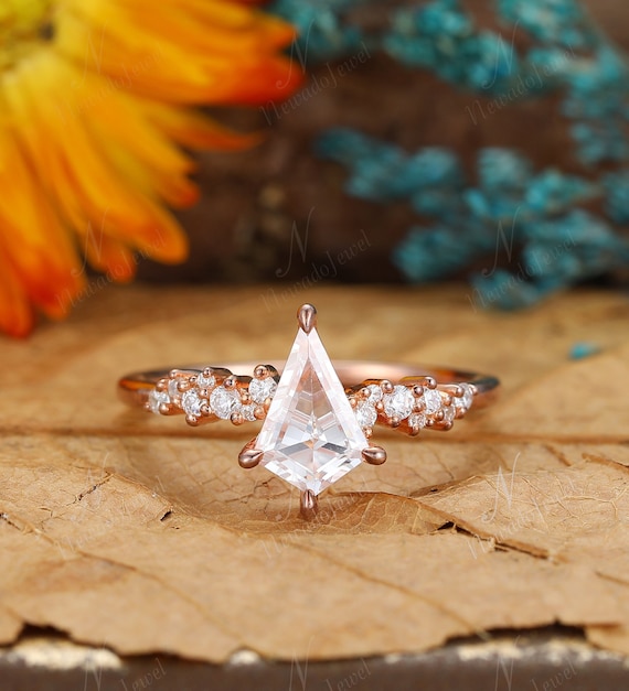 Unique Kite Cut Moissanite Wedding Ring Rose Gold Moissanite Engagement Ring Anniversary Gift for Women Handmade Prong Setting Ring Etsy