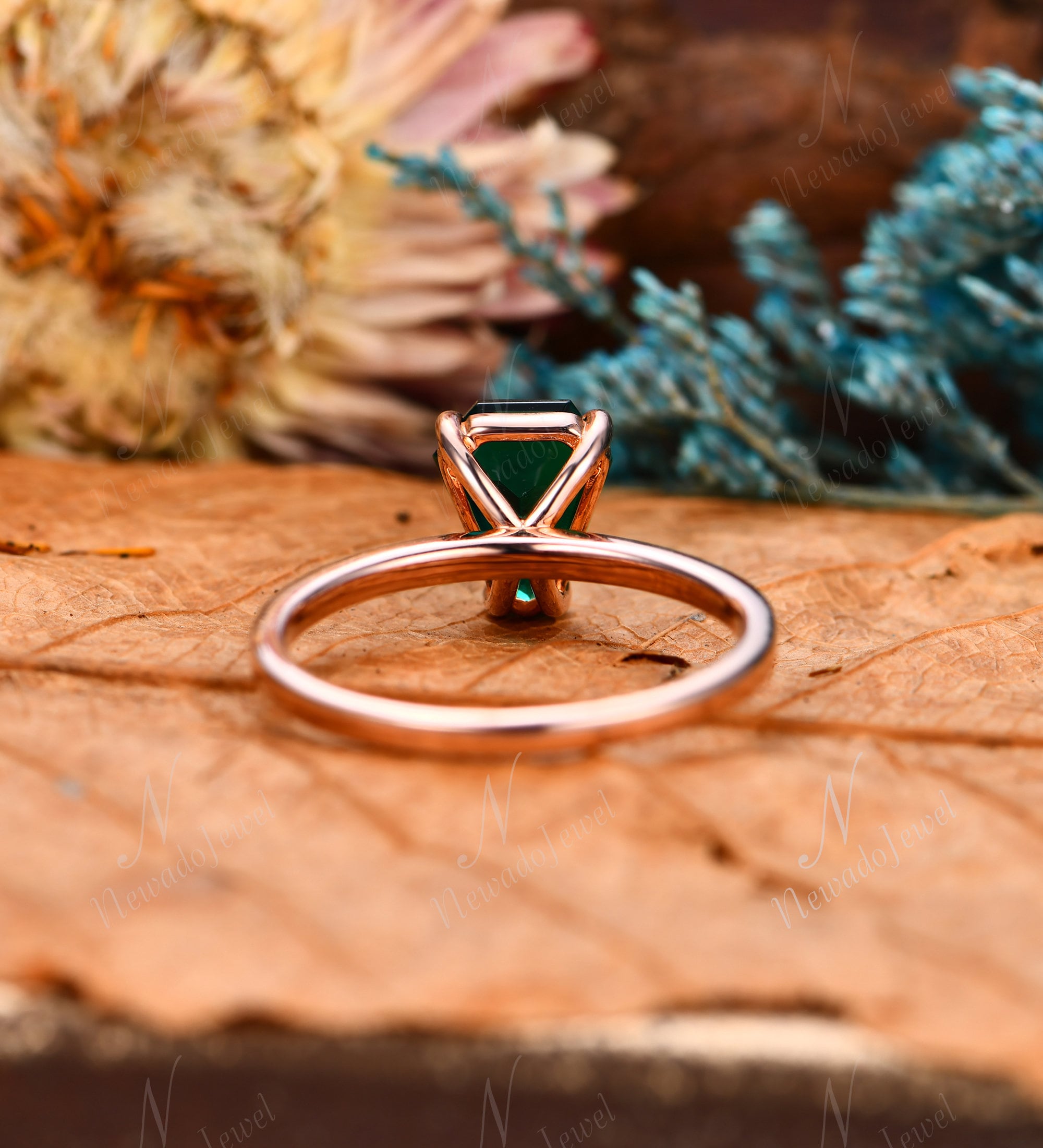 Anillo de compromiso de esmeralda Heptagon Cut 1.9CT anillo de
