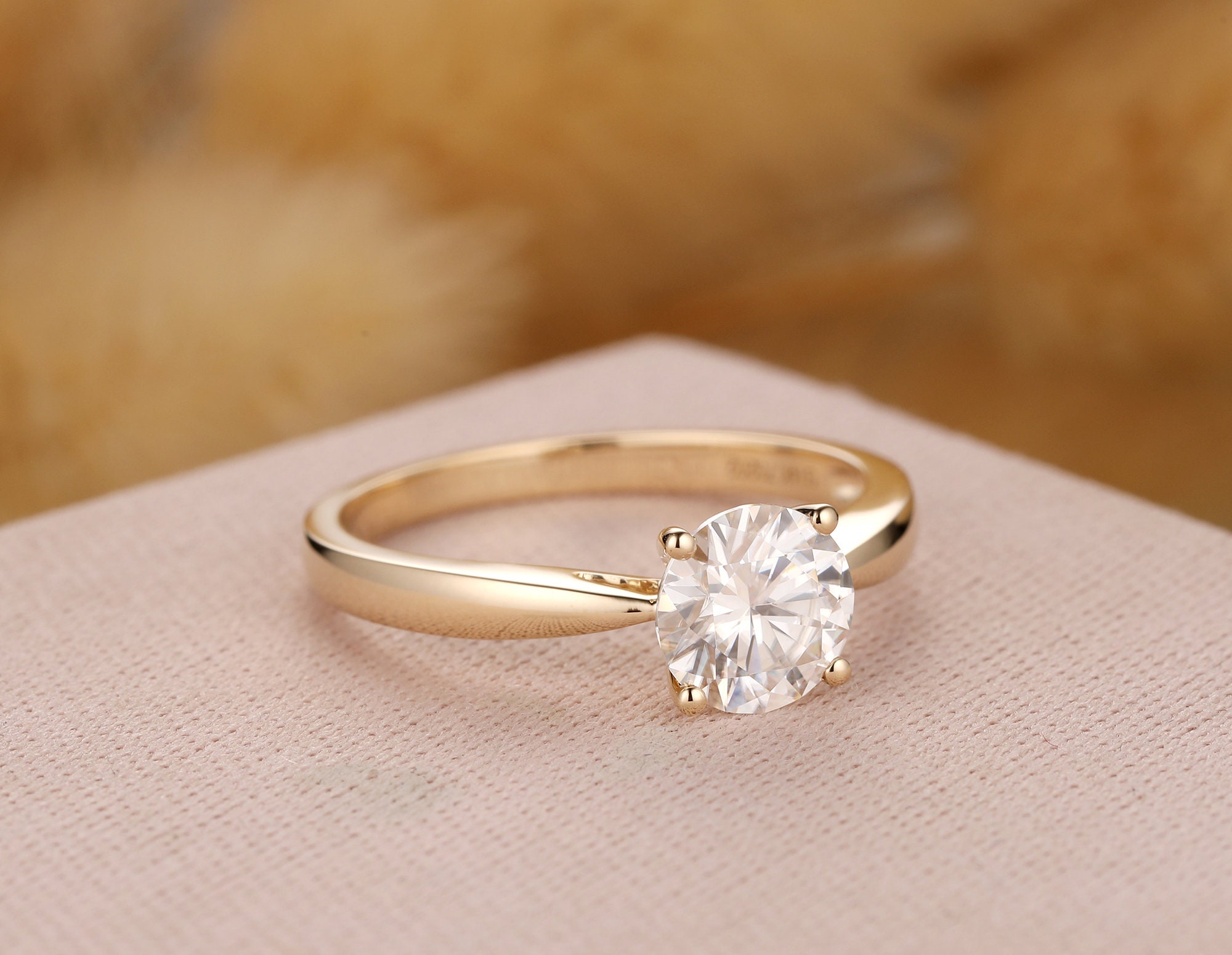 Moissanite Solitaire Ring Round Cut 1CT 6.5mm Moissanite Etsy