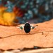 Art Deco Onyx Engagement Ring, Vintage Long Hexagon Shaped 5x9mm Black Agate Ring, Kite Emerald Promise Anniversary Ring, Birthday Gifts