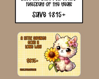 Tuesday Cute animals, book, Save all year long, Savings Challenge, Fun & Easy Budgeting Game,  mystery saving, Savings Challenge