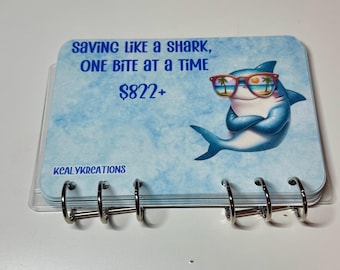 Shark Savings book, Save all year long, savings book, Savings Challenge, Fun & Easy Budgeting Game,  mystery saving, Savings Challenge