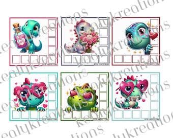 Valentijnsdag Tiny Savings-uitdagingen: Dino Tiny-spaaruitdagingen (digitale download)