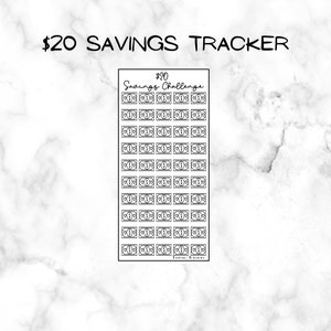 Digital Download, you print, 20 dollar savings challenge, savings challenges, savings, savings tracker, budgeting, diy savings challenge