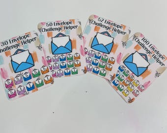 Laminated Envelope Challenge Helper Cards - Savings Tracker Set