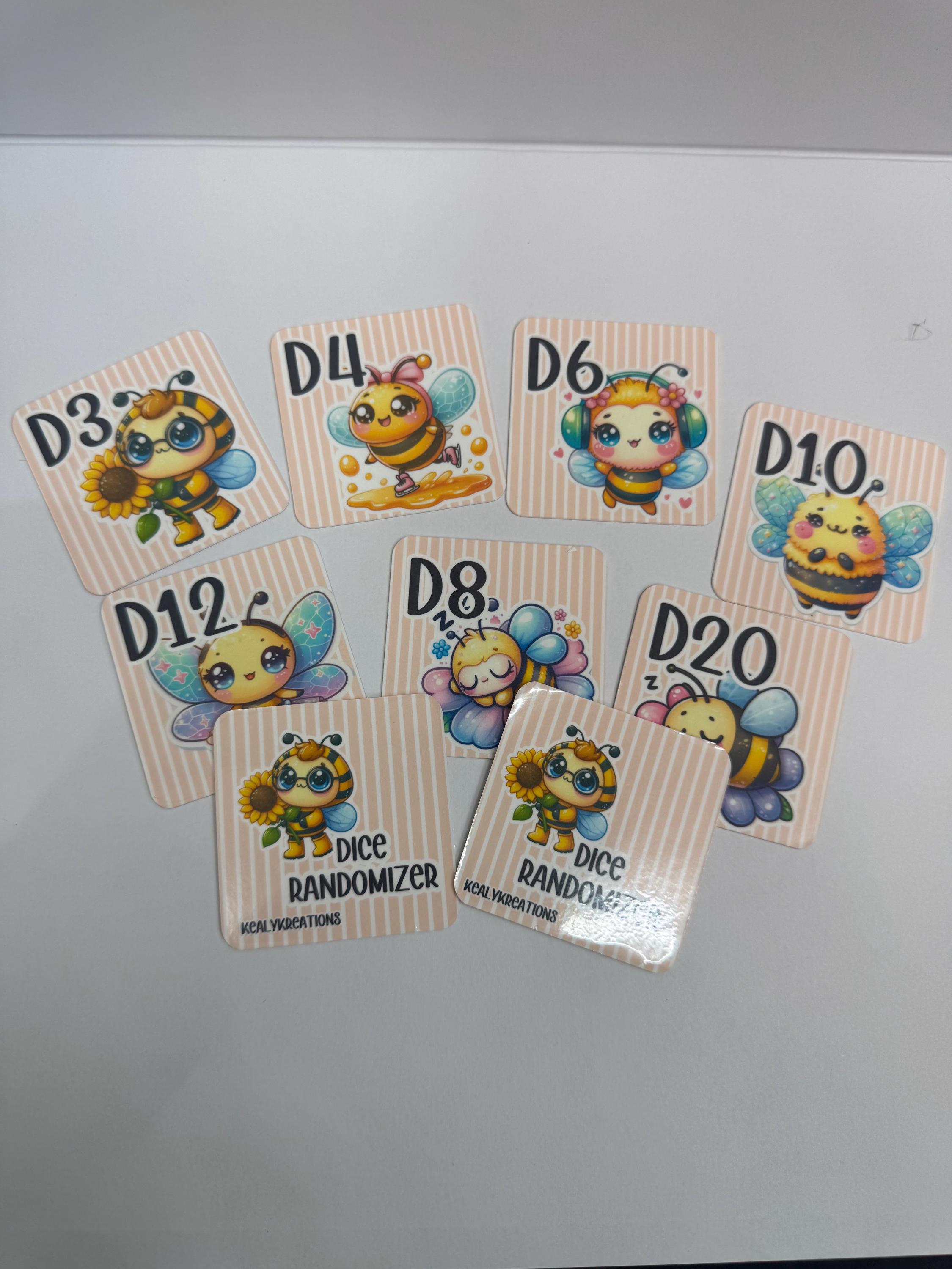 Bee Dice Randomizer Cards, D3 D4 D6 D8 D10 D12 D20, Savings Challenges ...