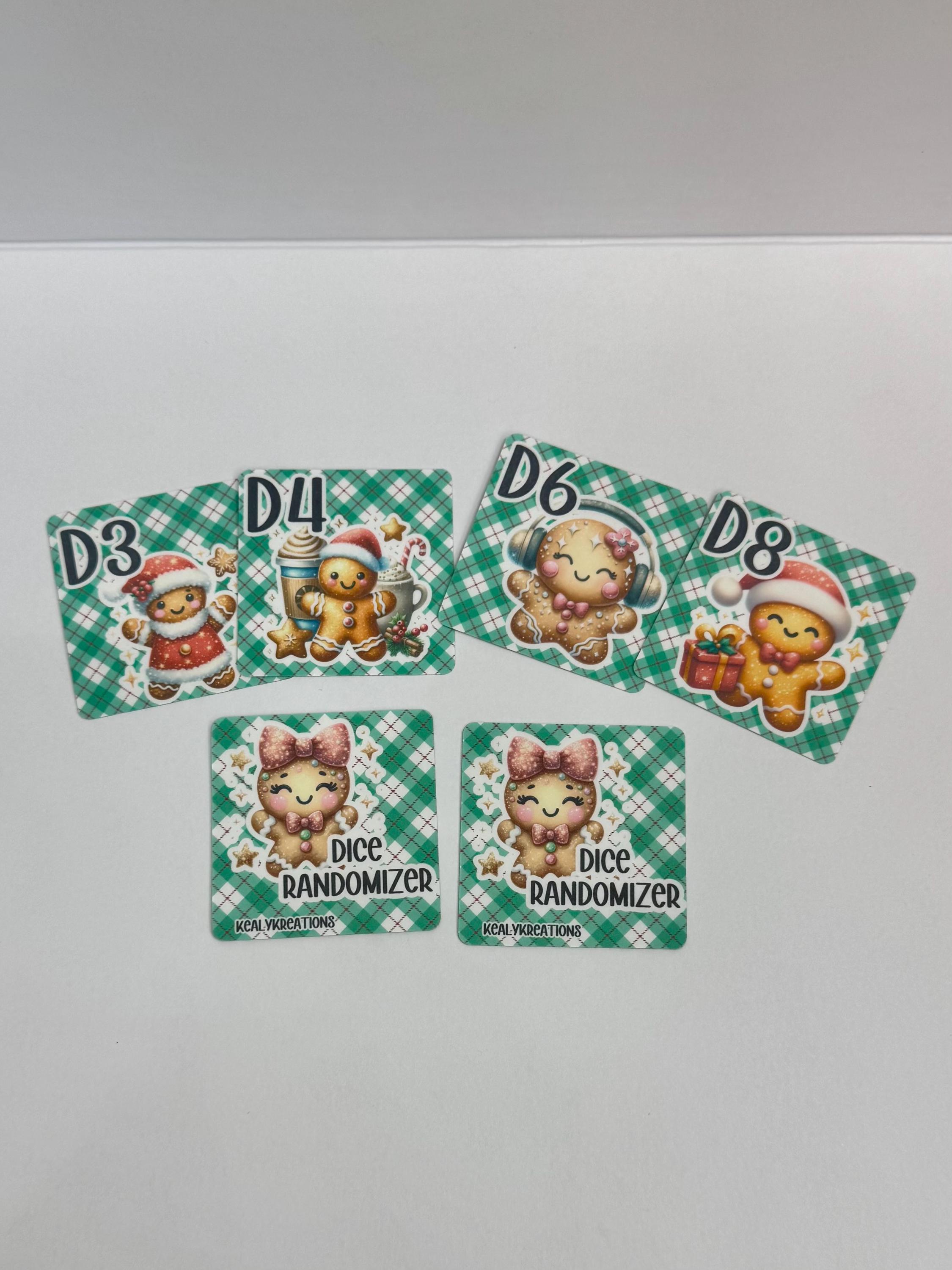 Gingerbread Dice Randomizer Cards, D3 D4 D6 D8 D10 D12 D20, Savings ...
