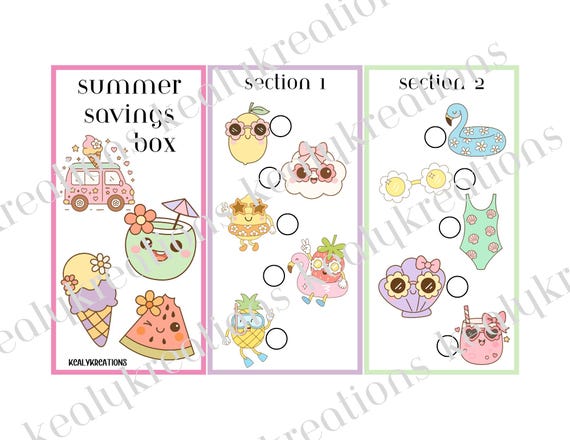 Cute Summer Savings Challenge Box: Laminated Reusable Game