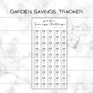 Digital Download, you print, Garden savings challenge, savings challenges, savings, savings tracker, budgeting, diy saving challenge