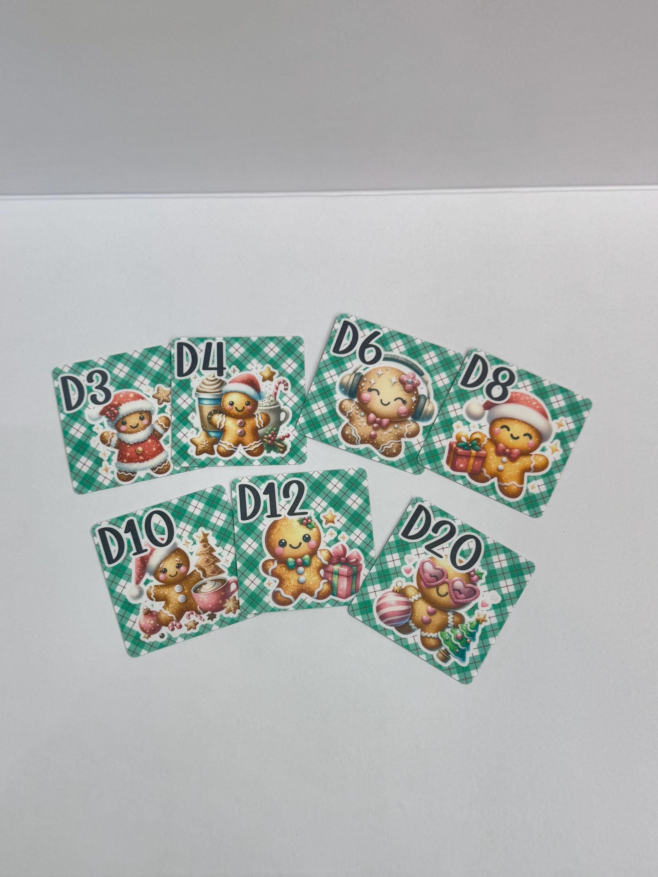 Gingerbread Dice Randomizer Cards, D3 D4 D6 D8 D10 D12 D20, Savings ...