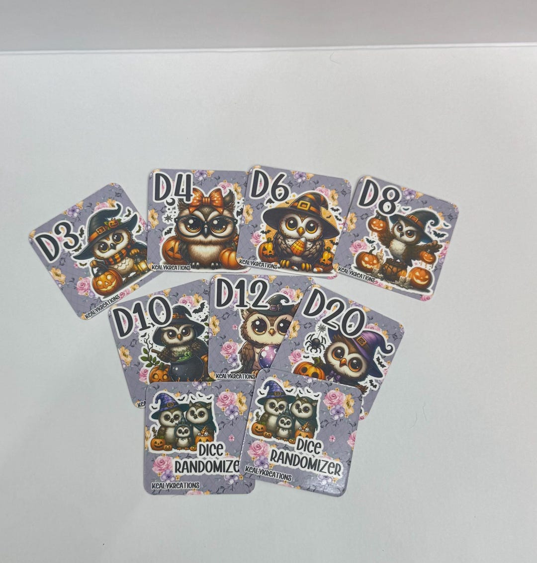 Halloween Owls Dice Randomizer Cards, D3 D4 D6 D8 D10 D12 D20, Savings ...