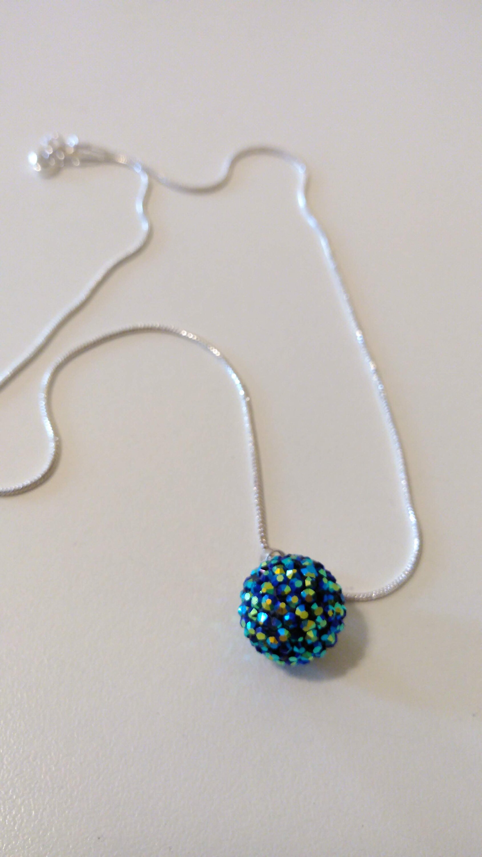 Disco Ball Sterling Silver Necklace Etsy