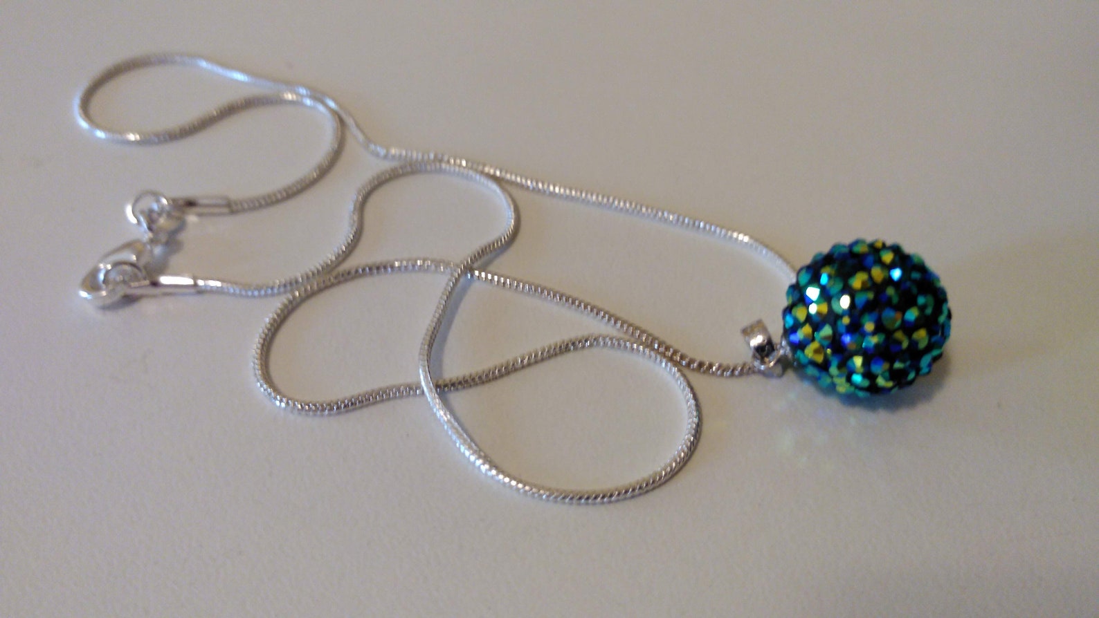 Disco Ball Sterling Silver Necklace Etsy