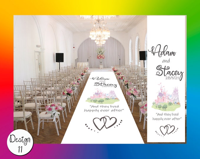 Custom Made Bespoke Church Aisle Runner Fairytale Disney Style Personalised Custom Fabric Wedding Ceremony Church Aisle Runner