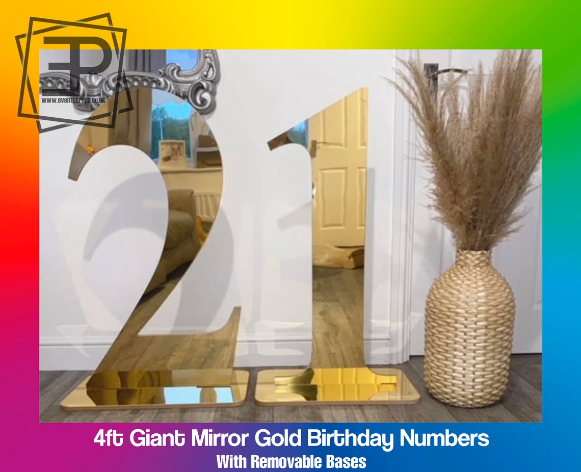 Full Set 10 Numbers 3ft & 4ft Gold Mirror Acrylic Numbers Etsy