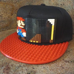 Adult Super Mario Bros Nintendo Nes Retro Video Game Pixel custom handmade hat (Red)